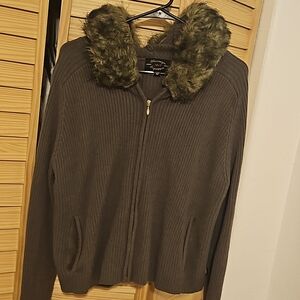 Obermeyer knit jacket with fur trimmed hood